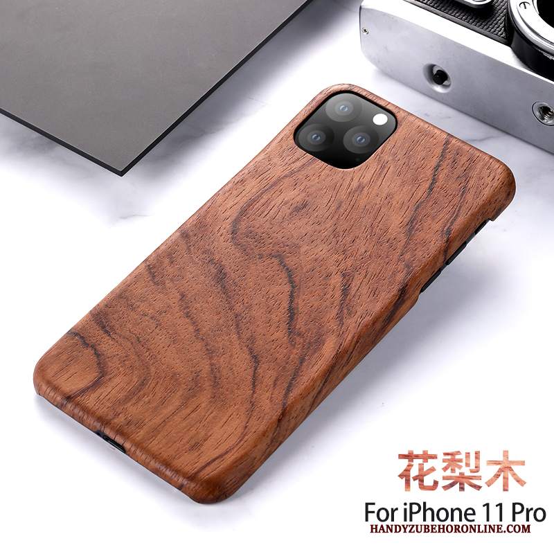 Custodia iPhone 11 Pro Creativo Nuovo Nero, Cover iPhone 11 Pro Legno Massello Legnotelefono