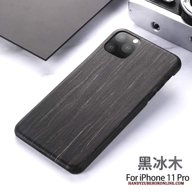 Custodia iPhone 11 Pro Creativo Nuovo Nero, Cover iPhone 11 Pro Legno Massello Legnotelefono