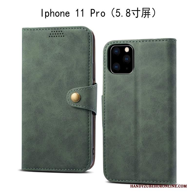 Custodia iPhone 11 Pro Folio Morbido Grigio, Cover iPhone 11 Pro Pelle Anti-cadutatelefono