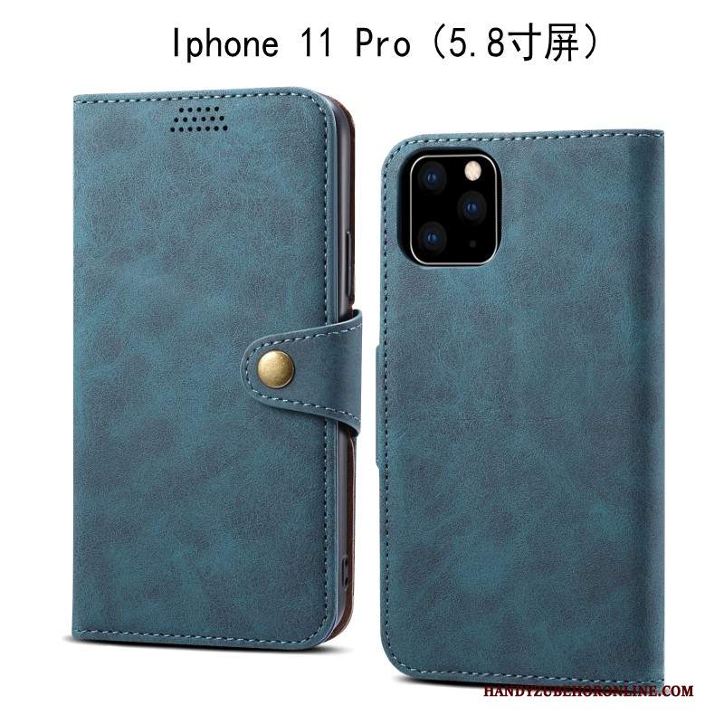 Custodia iPhone 11 Pro Folio Morbido Grigio, Cover iPhone 11 Pro Pelle Anti-cadutatelefono