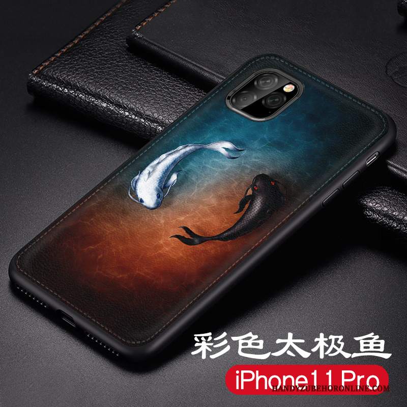 Custodia iPhone 11 Pro Max Colore Anti-caduta Nuovo, Cover iPhone 11 Pro Max Pelle Macchiati Nero