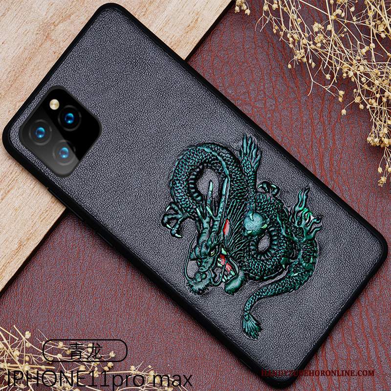 Custodia iPhone 11 Pro Max Creativo High End Nero, Cover iPhone 11 Pro Max Pelle Tendenza Affari