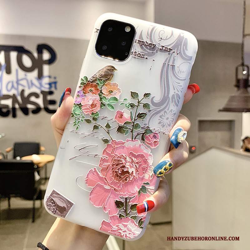 Custodia iPhone 11 Pro Max Goffratura Nuovo Macchiati, Cover iPhone 11 Pro Max Creativo Rosa Morbido