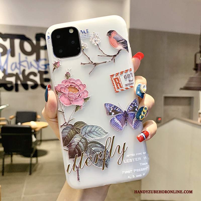 Custodia iPhone 11 Pro Max Goffratura Nuovo Macchiati, Cover iPhone 11 Pro Max Creativo Rosa Morbido