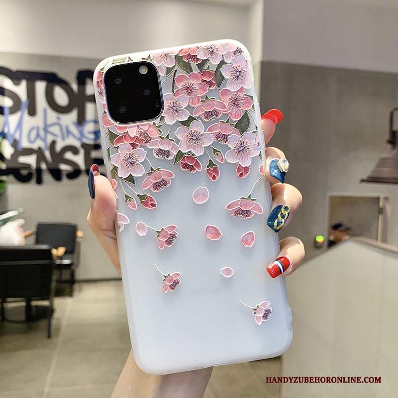 Custodia iPhone 11 Pro Max Goffratura Nuovo Macchiati, Cover iPhone 11 Pro Max Creativo Rosa Morbido