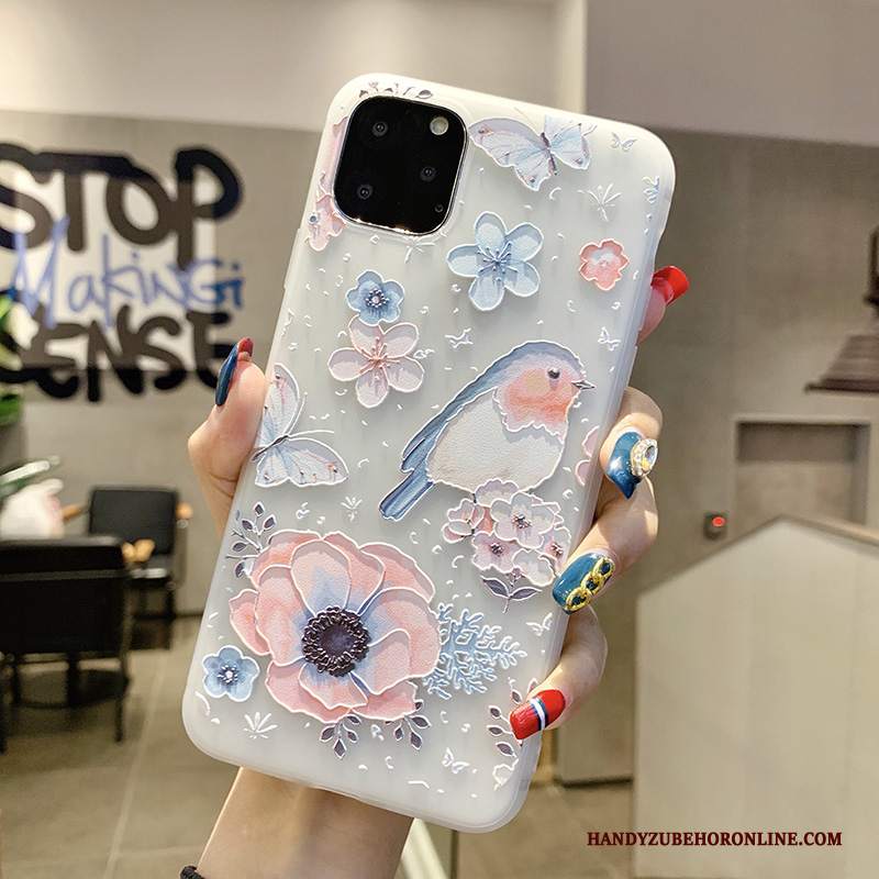 Custodia iPhone 11 Pro Max Goffratura Nuovo Macchiati, Cover iPhone 11 Pro Max Creativo Rosa Morbido