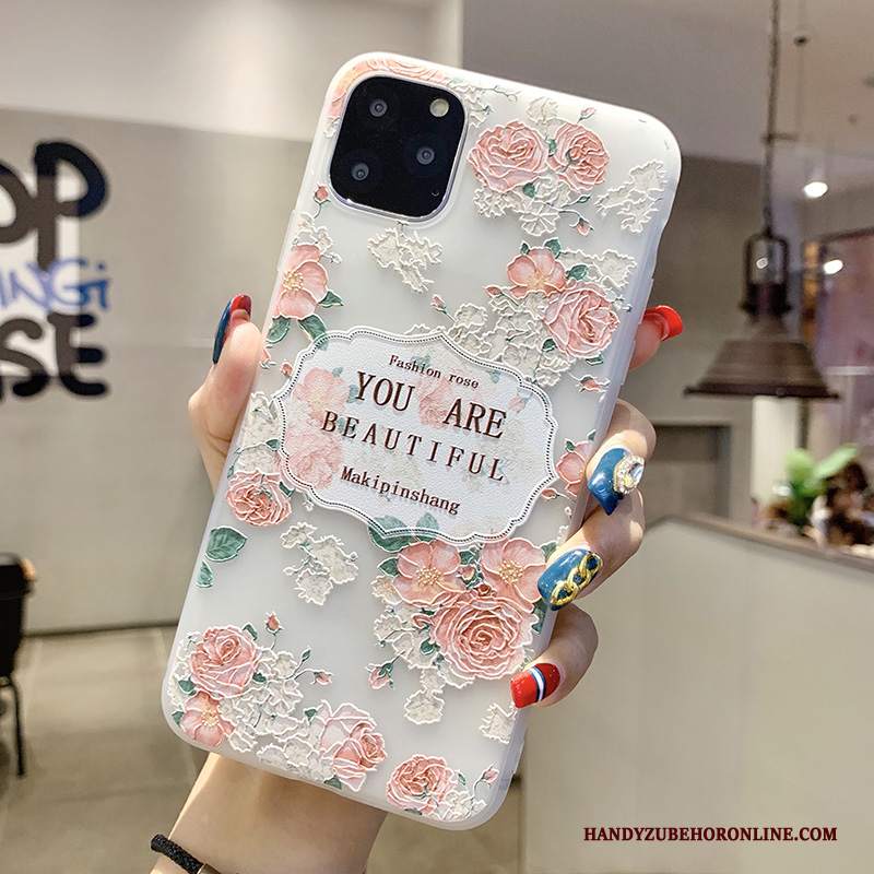 Custodia iPhone 11 Pro Max Goffratura Nuovo Macchiati, Cover iPhone 11 Pro Max Creativo Rosa Morbido