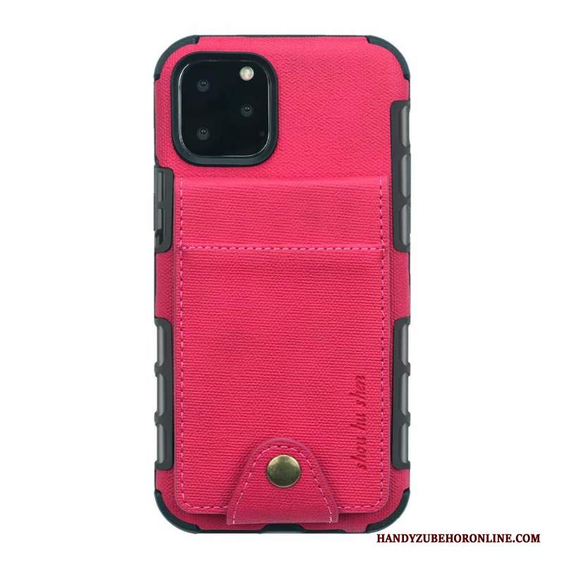 Custodia iPhone 11 Pro Max Pelle Carta Rosso, Cover iPhone 11 Pro Max Portafoglio Telefono Borse Carta