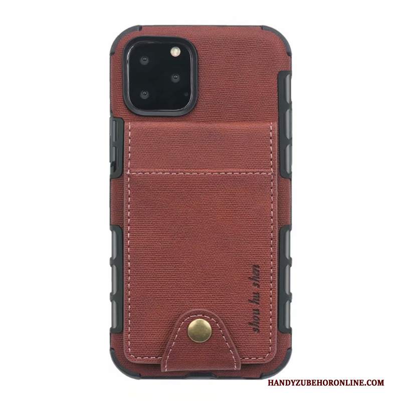 Custodia iPhone 11 Pro Max Pelle Carta Rosso, Cover iPhone 11 Pro Max Portafoglio Telefono Borse Carta