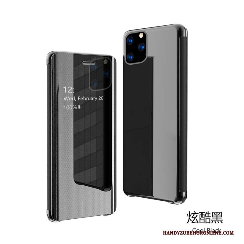 Custodia iPhone 11 Pro Max Pelle Modello Specchio, Cover iPhone 11 Pro Max Folio Trasparente Elegante