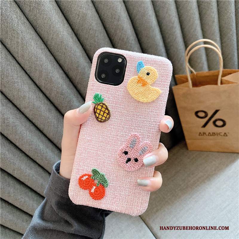 Custodia iPhone 11 Pro Max Protezione Animale Peluche, Cover iPhone 11 Pro Max Cartone Animato Di Personalità Rosa