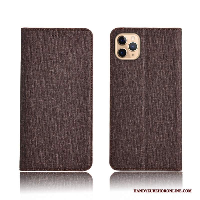 Custodia iPhone 11 Pro Max Protezione Cotone E Lino Anti-caduta, Cover iPhone 11 Pro Max Pelle Grigiotelefono