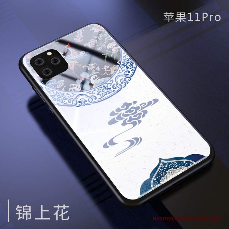 Custodia iPhone 11 Pro Max Silicone Stile Cinese Specchio, Cover iPhone 11 Pro Max Protezione Telefono Bianco