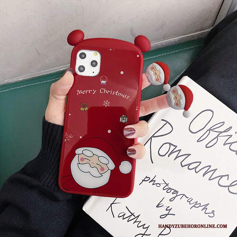 Custodia iPhone 11 Pro Moda Telefono Alce, Cover iPhone 11 Pro Cartone Animato Rosso Vetro