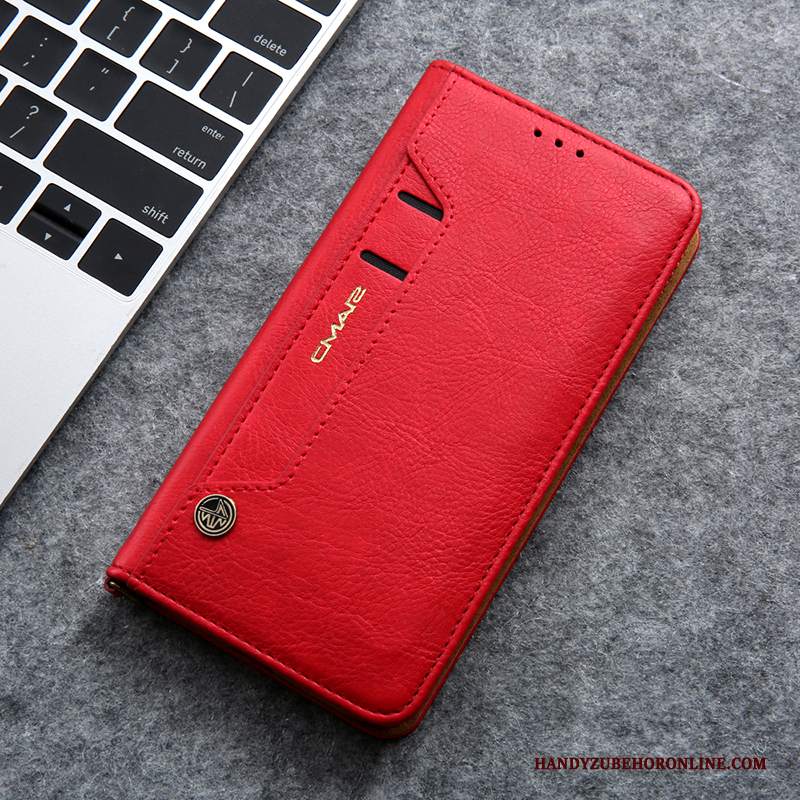 Custodia iPhone 11 Pro Pelle Affari Anti-caduta, Cover iPhone 11 Pro Portafoglio Carta Rosso