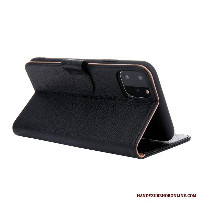 Custodia iPhone 11 Pro Pelle Nero Fibbia, Cover iPhone 11 Pro Protezione Affaritelefono