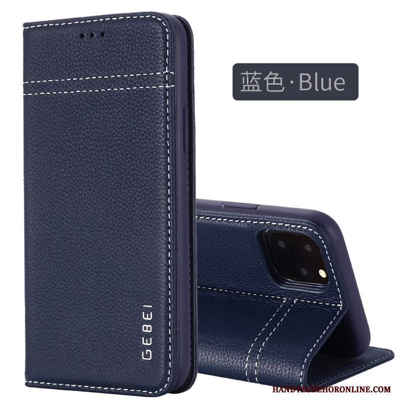 Custodia iPhone 11 Pro Pelle Tutto Incluso Di Personalità, Cover iPhone 11 Pro Folio Affari Blu Scuro