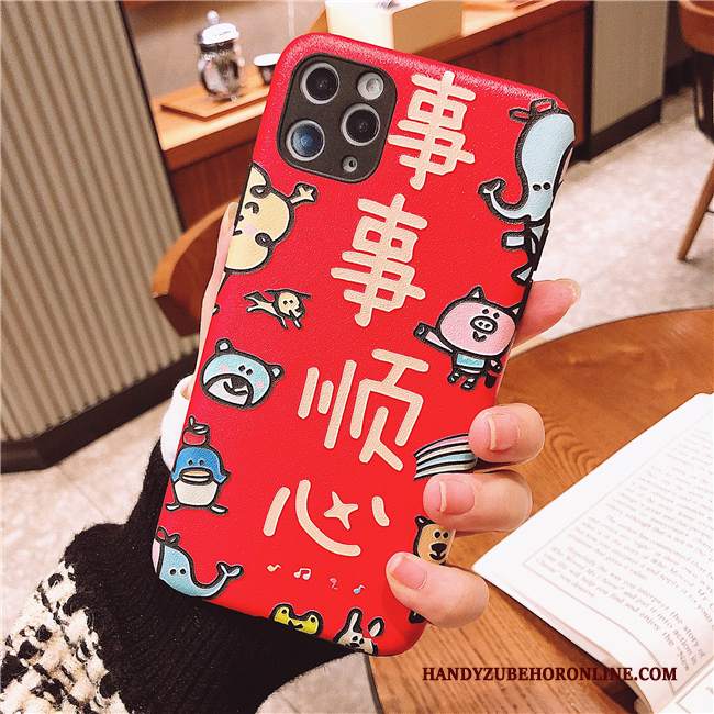 Custodia iPhone 11 Pro Silicone Morbidotelefono, Cover iPhone 11 Pro Cartone Animato Rosso