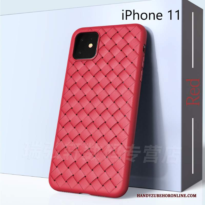 Custodia iPhone 11 Silicone Anti-caduta Rosso, Cover iPhone 11 Creativo Intrecciate Pizzo