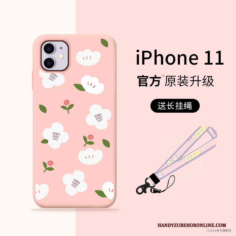 Custodia iPhone 11 Silicone Rosa Anti-caduta, Cover iPhone 11 Morbido Ornamenti Appesi