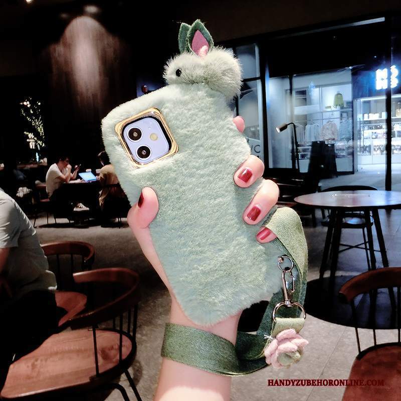 Custodia iPhone 12 Mini Creativo Bello Verde, Cover iPhone 12 Mini Silicone Telefono Peluche