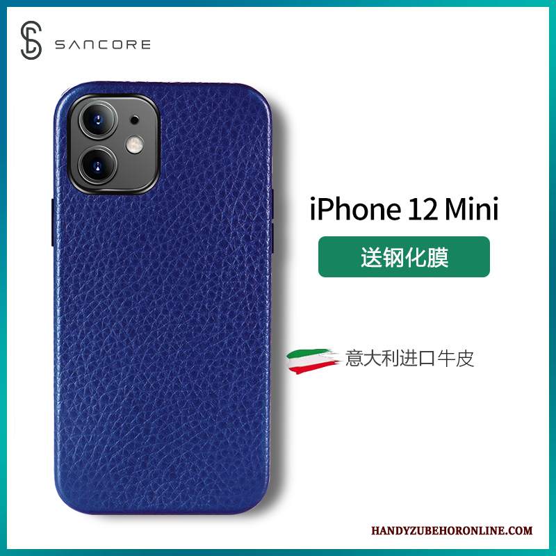 Custodia iPhone 12 Mini Pelle High End Mucca, Cover iPhone 12 Mini Protezione Tutto Incluso Qualità