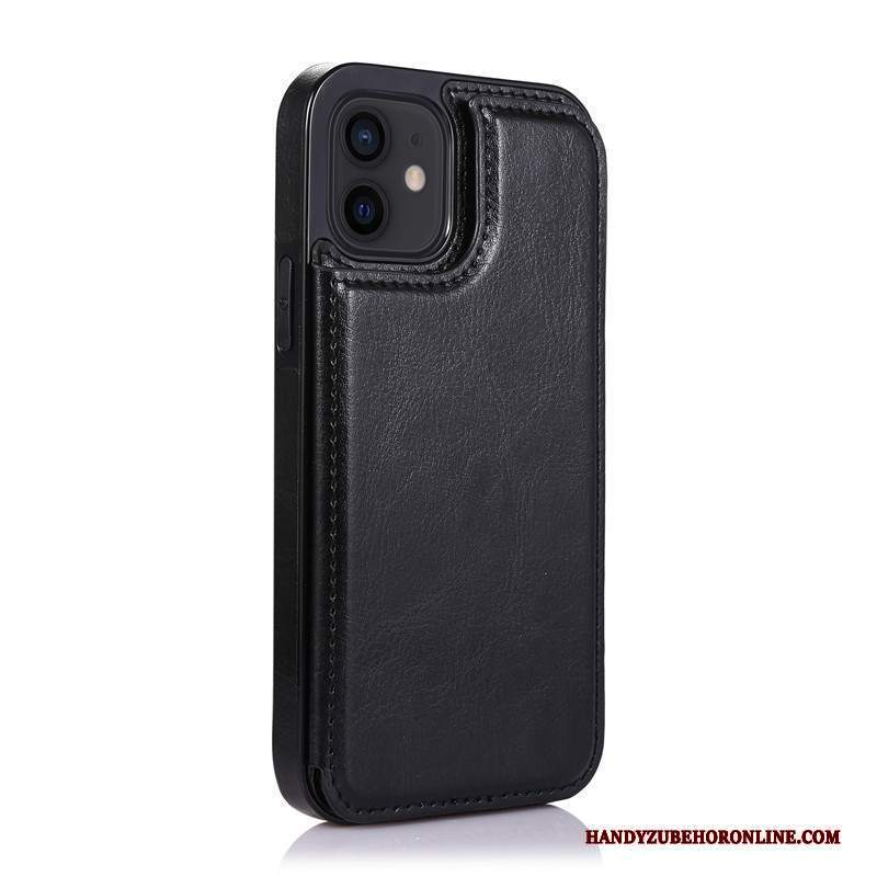 Custodia iPhone 12 Mini Pelle Nero Tendenza, Cover iPhone 12 Mini Cartatelefono