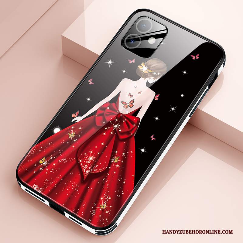 Custodia iPhone 12 Moda Vetro Sottile, Cover iPhone 12 Creativo Anti-caduta Net Red