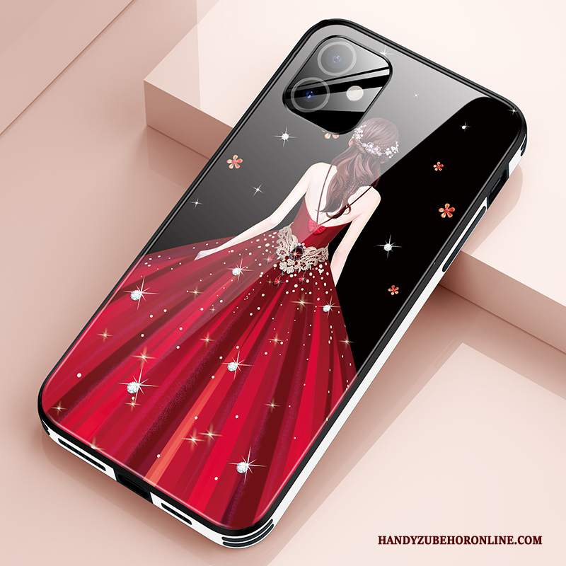 Custodia iPhone 12 Moda Vetro Sottile, Cover iPhone 12 Creativo Anti-caduta Net Red