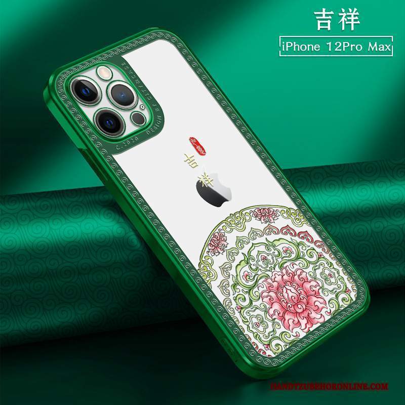 Custodia iPhone 12 Pro Max Mini Stile Cinese, Cover iPhone 12 Pro Max Trasparente Tutto Incluso