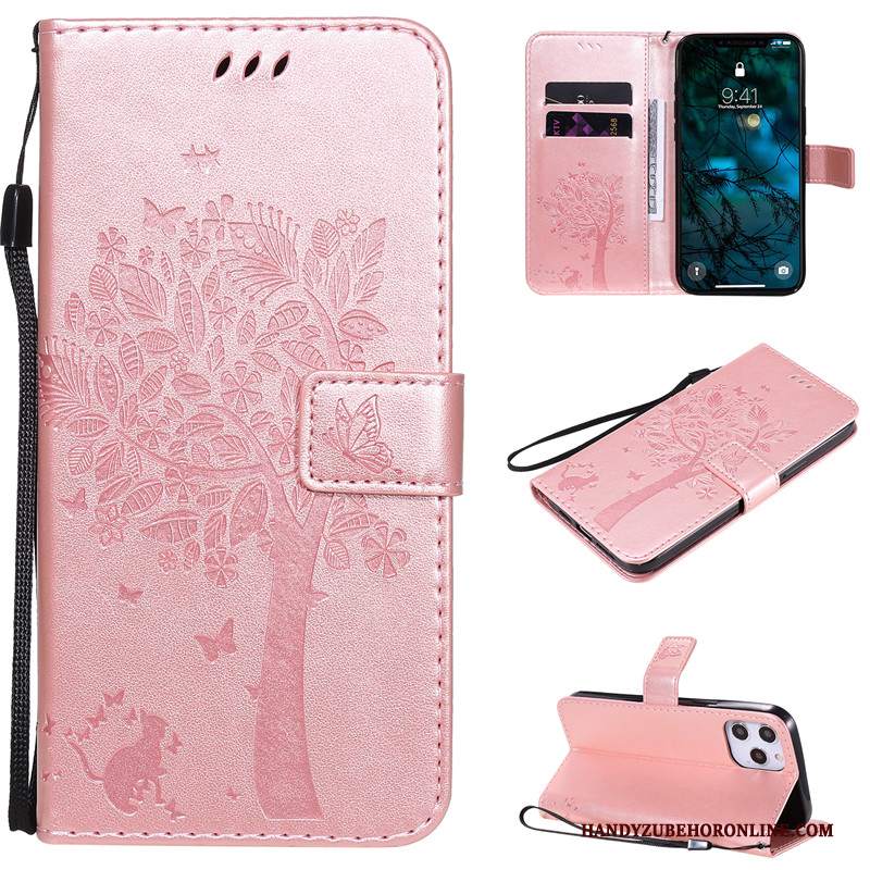 Custodia iPhone 12 Pro Max Pelle Carta Anti-caduta, Cover iPhone 12 Pro Max Colore Supporto Rosa