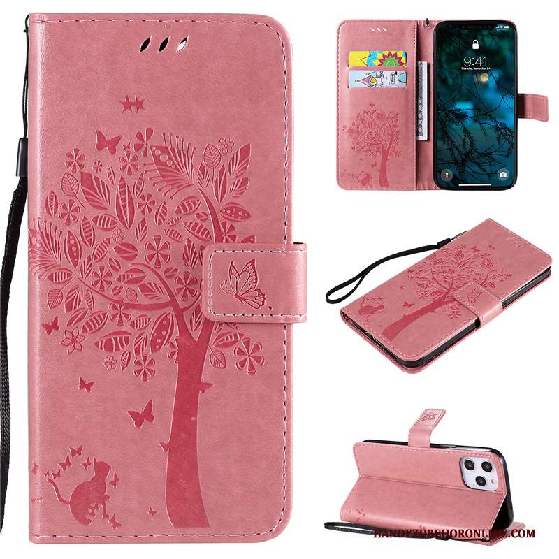 Custodia iPhone 12 Pro Max Pelle Carta Anti-caduta, Cover iPhone 12 Pro Max Colore Supporto Rosa