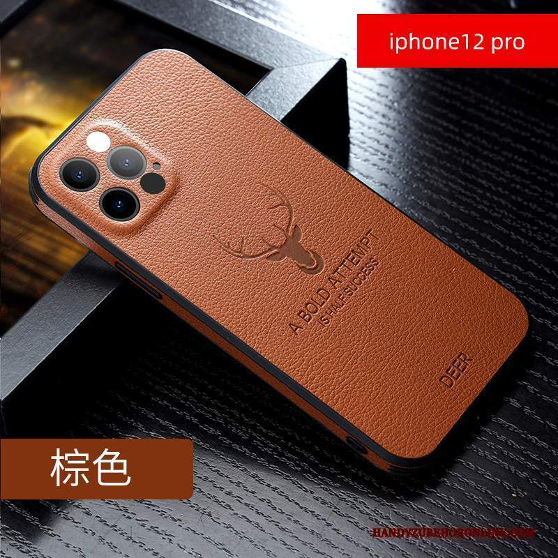 Custodia iPhone 12 Pro Pelle Anti-caduta Qualità, Cover iPhone 12 Pro Creativo Marchio Di Tendenza Di Personalità