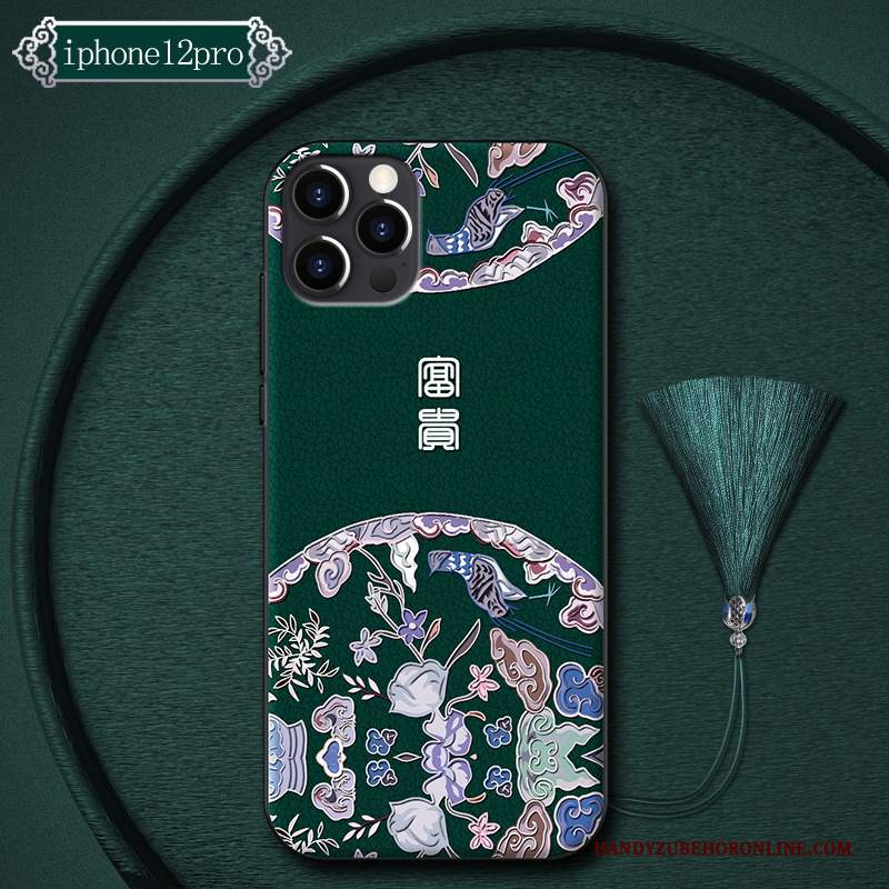 Custodia iPhone 12 Pro Protezione Di Personalità Verde, Cover iPhone 12 Pro Creativo High End Stile Cinese