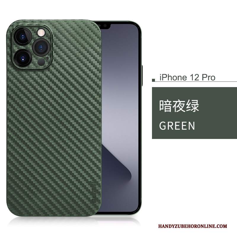 Custodia iPhone 12 Pro Protezione Sottile Fibra, Cover iPhone 12 Pro Morbido Verde