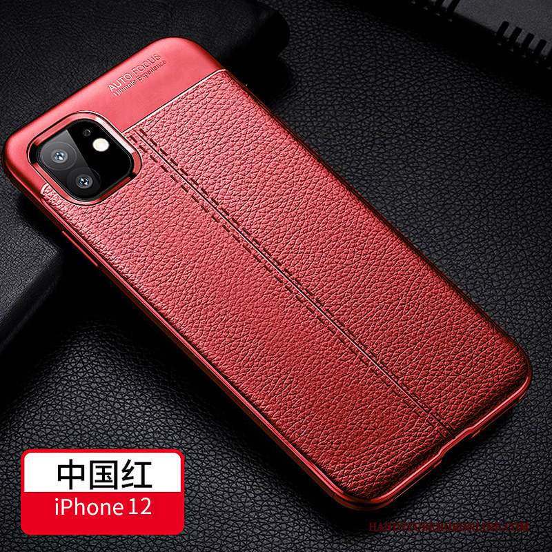 Custodia iPhone 12 Silicone Net Red Semplici, Cover iPhone 12 Protezione Tutto Incluso Morbido