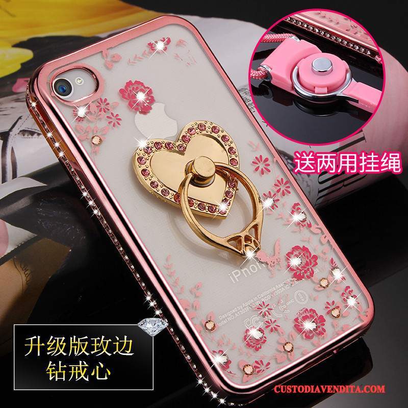 Custodia iPhone 4/4s Cartone Animato Morbidotelefono, Cover iPhone 4/4s Silicone Tutto Incluso Ornamenti Appesi