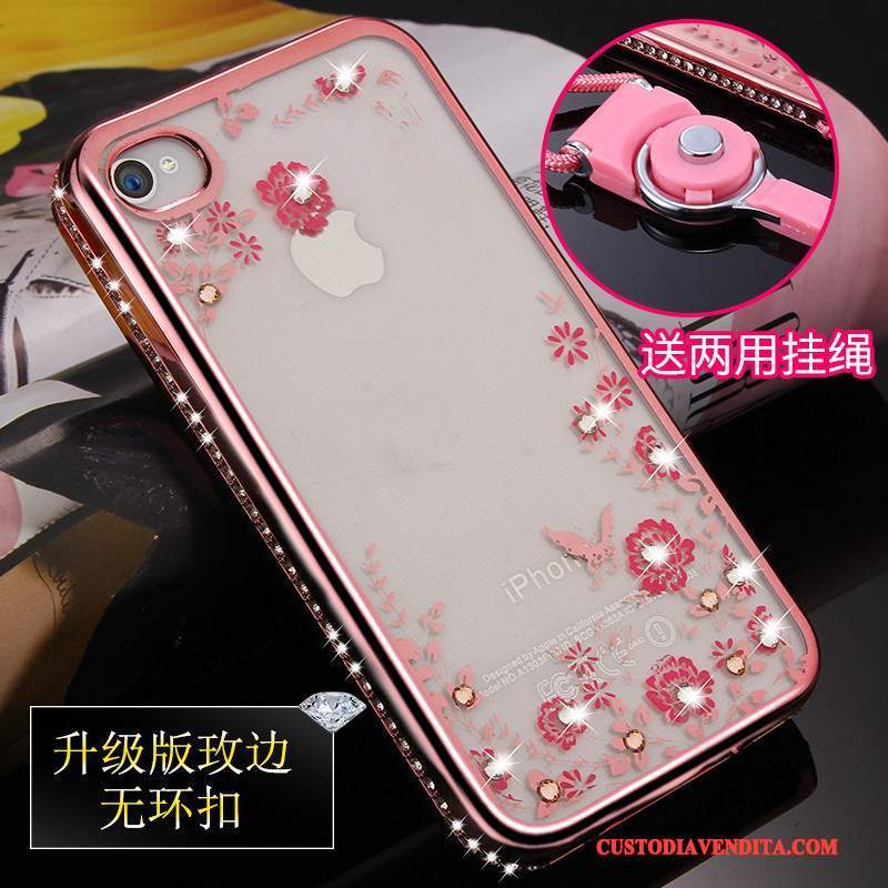 Custodia iPhone 4/4s Cartone Animato Morbidotelefono, Cover iPhone 4/4s Silicone Tutto Incluso Ornamenti Appesi