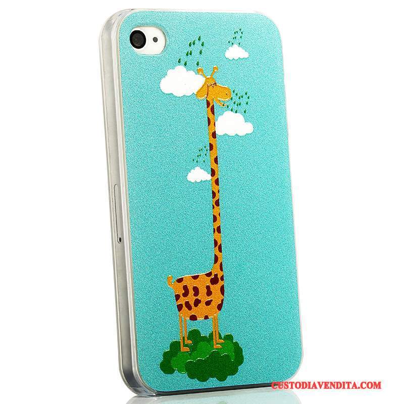 Custodia iPhone 4/4s Cartone Animato Telefono Tendenza, Cover iPhone 4/4s Goffratura Blu Chiaro Sottile