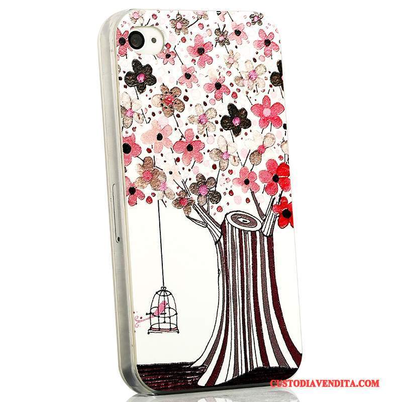 Custodia iPhone 4/4s Cartone Animato Telefono Tendenza, Cover iPhone 4/4s Goffratura Blu Chiaro Sottile