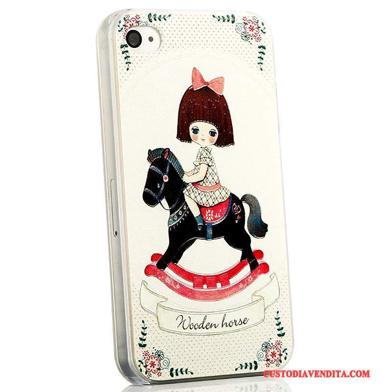 Custodia iPhone 4/4s Cartone Animato Telefono Tendenza, Cover iPhone 4/4s Goffratura Blu Chiaro Sottile