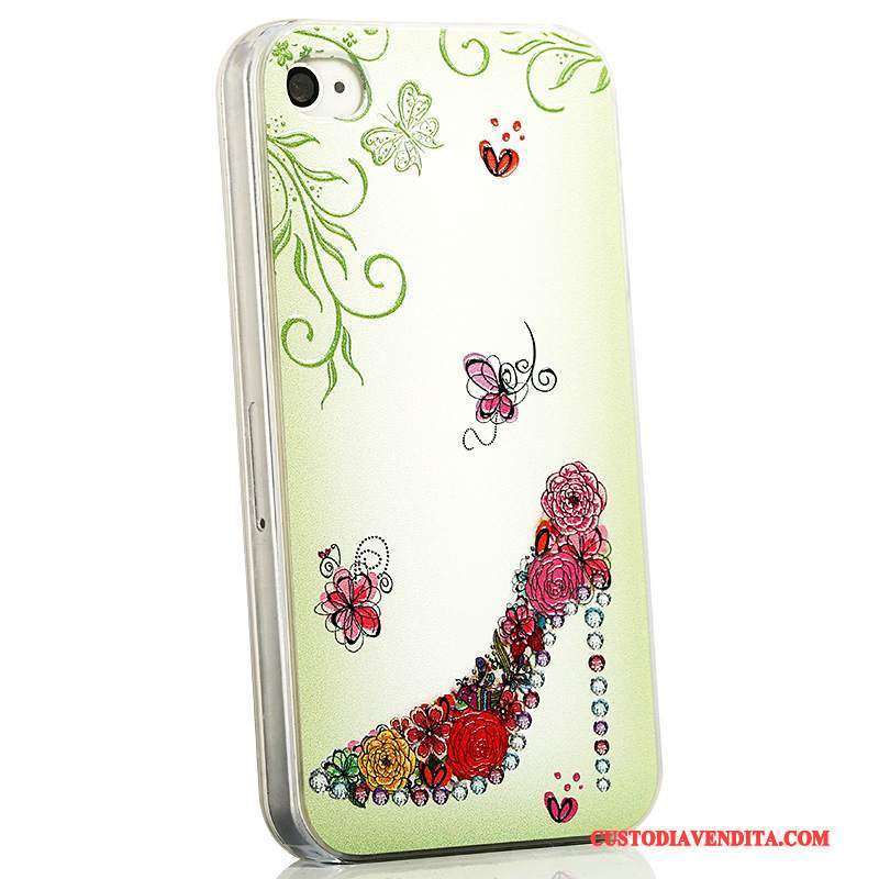 Custodia iPhone 4/4s Cartone Animato Telefono Tendenza, Cover iPhone 4/4s Goffratura Blu Chiaro Sottile