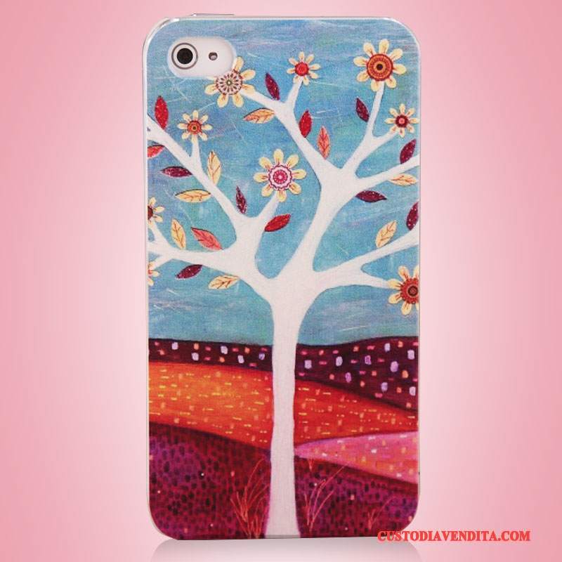 Custodia iPhone 4/4s Colore Albero Arte, Cover iPhone 4/4s Colore Telefono Blu