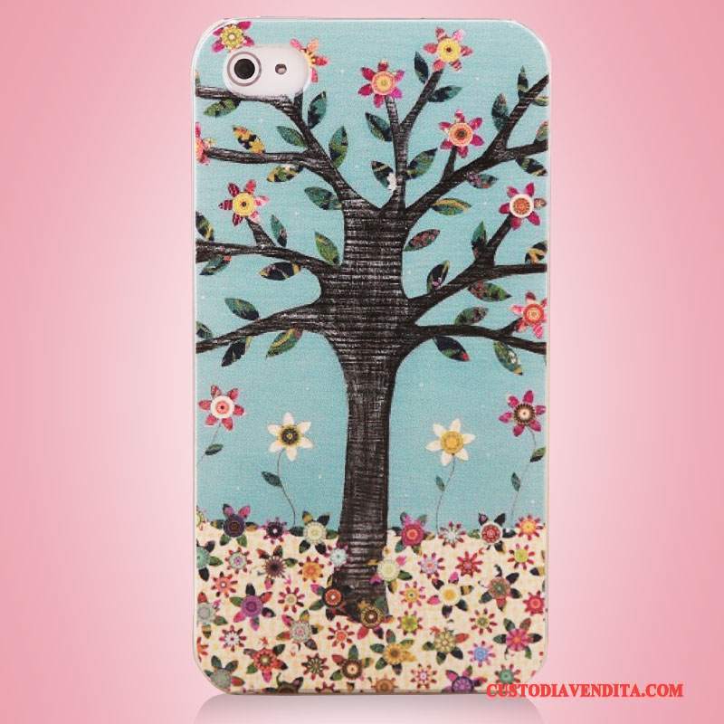 Custodia iPhone 4/4s Colore Albero Arte, Cover iPhone 4/4s Colore Telefono Blu