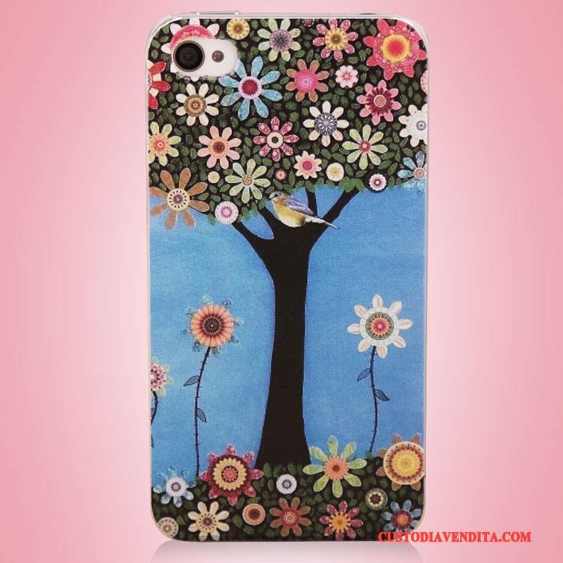 Custodia iPhone 4/4s Colore Albero Arte, Cover iPhone 4/4s Colore Telefono Blu