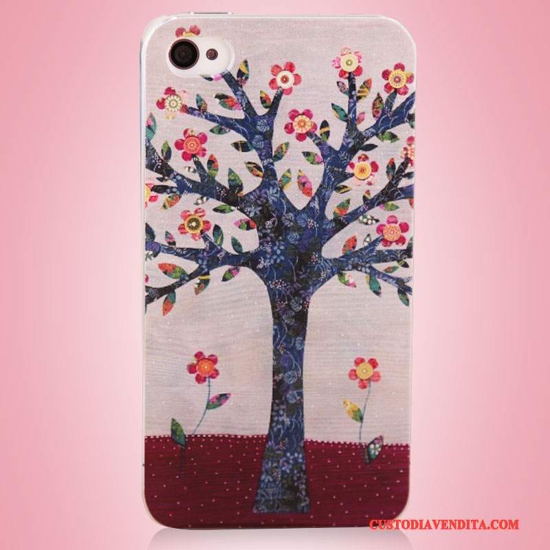 Custodia iPhone 4/4s Colore Albero Arte, Cover iPhone 4/4s Colore Telefono Blu