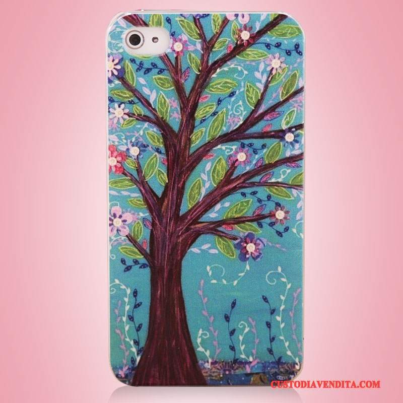 Custodia iPhone 4/4s Colore Albero Arte, Cover iPhone 4/4s Colore Telefono Blu