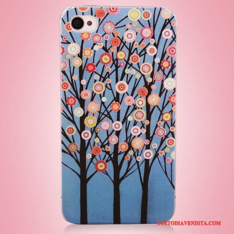 Custodia iPhone 4/4s Colore Albero Arte, Cover iPhone 4/4s Colore Telefono Blu