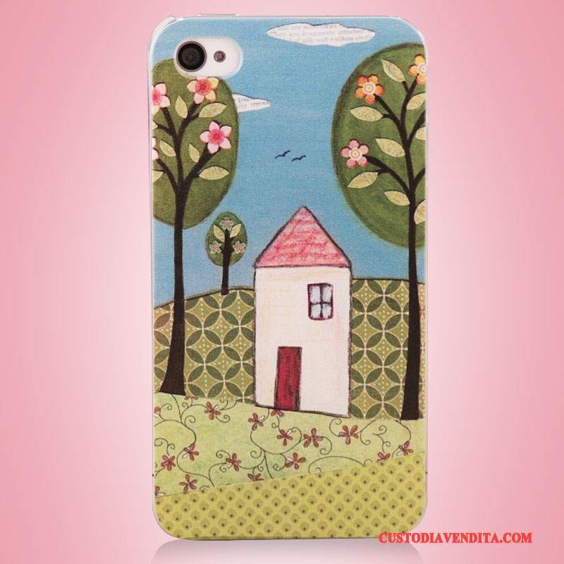 Custodia iPhone 4/4s Colore Albero Arte, Cover iPhone 4/4s Colore Telefono Blu