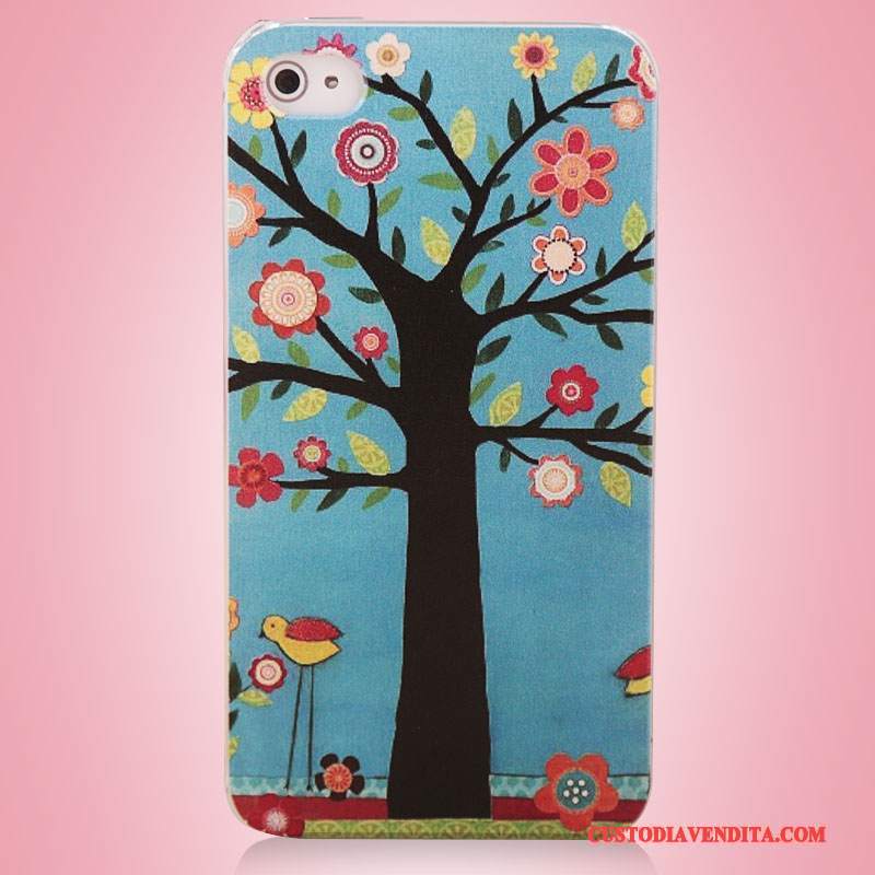 Custodia iPhone 4/4s Colore Albero Arte, Cover iPhone 4/4s Colore Telefono Blu